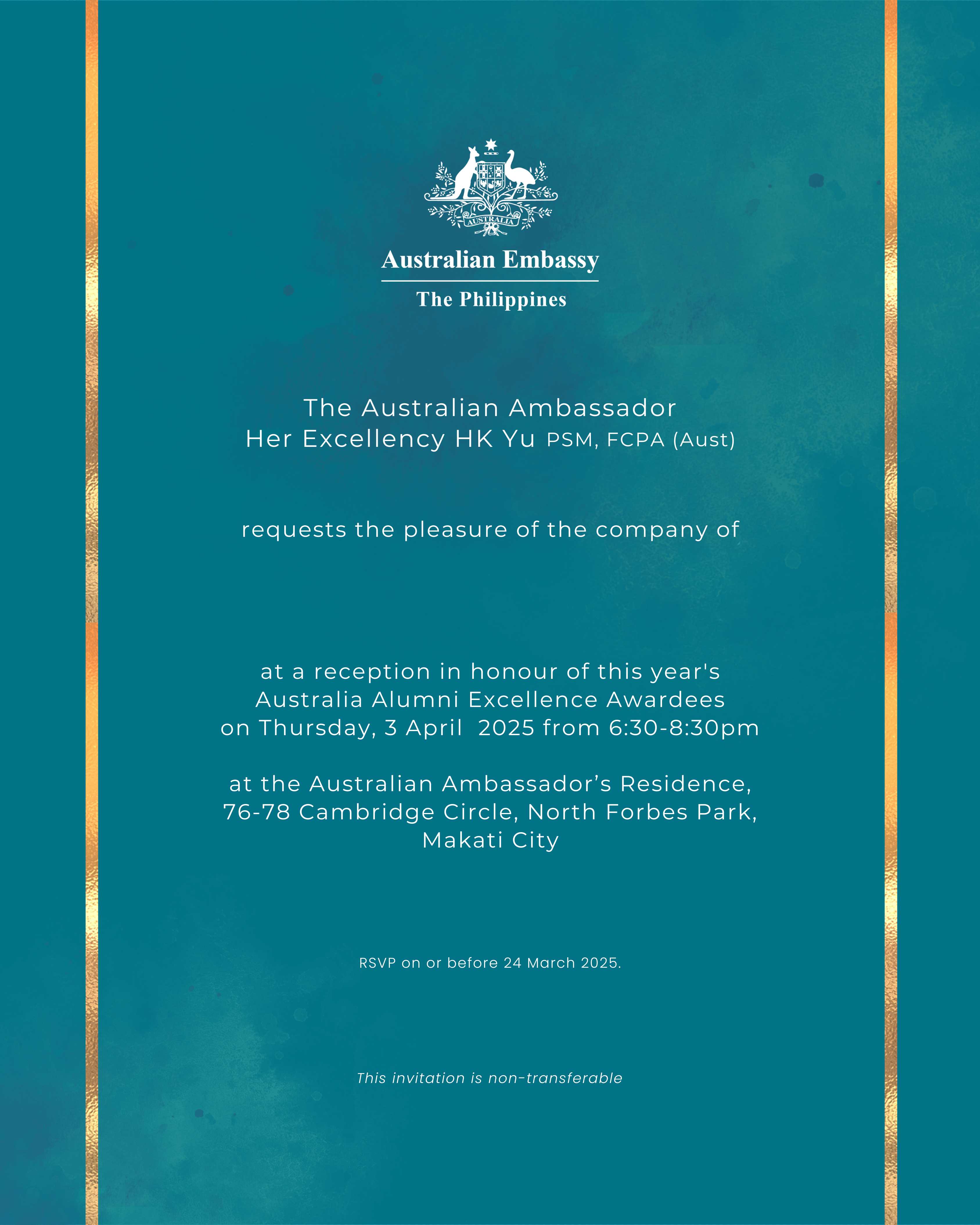 Invitation to the 2024 Australia Alumni Excellence Awards Reception